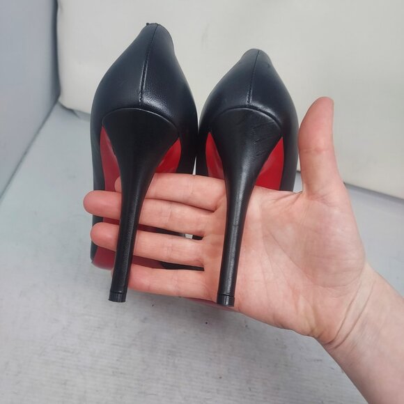 Christian Louboutin Apostrophy Black Heel Pump Shoe - Picture 8 of 9